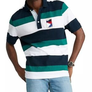 Tommy Hilfiger Green and Blue Striped Polo Shirt